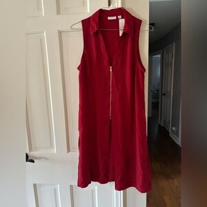 New york and company red zipper tunic